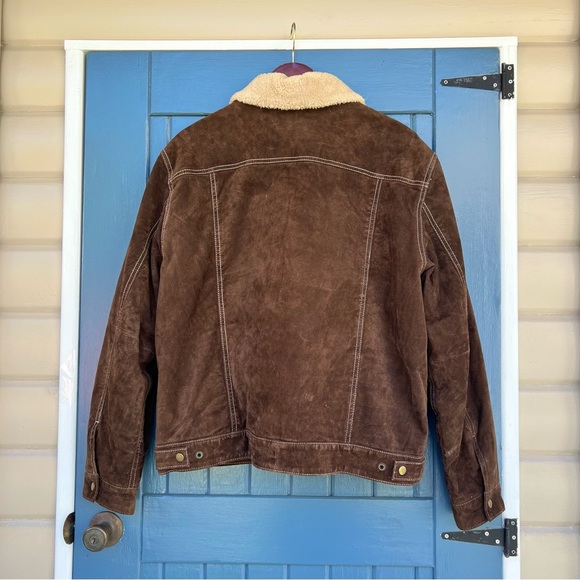 Scully Brown BOAR SUEDE PILOT JACKET with Cream Sherpa Collar Men’s Size XL - Picture 3 of 11
